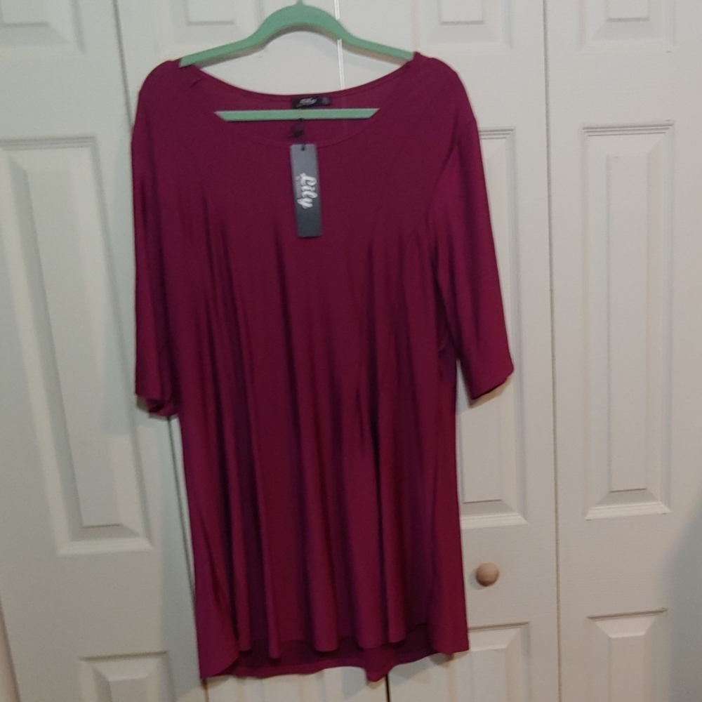 Plum purple tunic with drape front